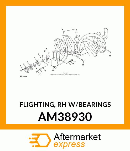 FLIGHTING, RH W/BEARINGS AM38930