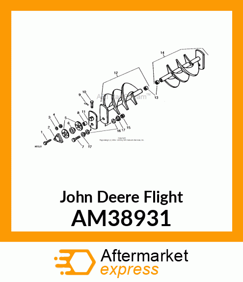 FLIGHTING, LH W/BEARINGS AM38931