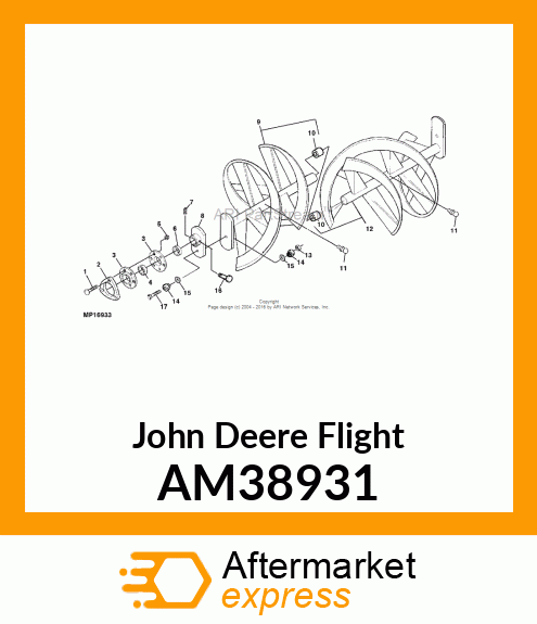 FLIGHTING, LH W/BEARINGS AM38931