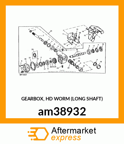 GEARBOX, HD WORM (LONG SHAFT) am38932