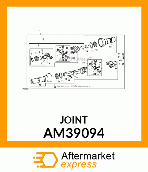 Universal Joint Yoke - YOKE AND SHAFT - PUR AM39094