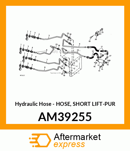 Hydraulic Hose - HOSE, SHORT LIFT-PUR AM39255