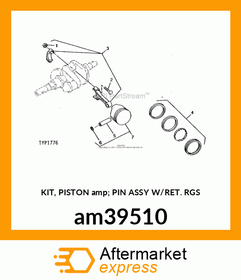 KIT, PISTON amp; PIN ASSY W/RET. RGS am39510