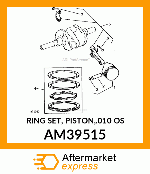 RING SET, PISTON,.010 OS AM39515