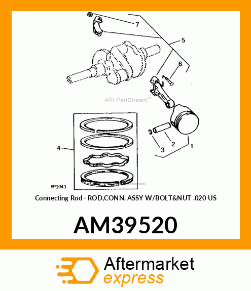 Connecting Rod - ROD,CONN. ASSY W/BOLT&NUT .020 US AM39520