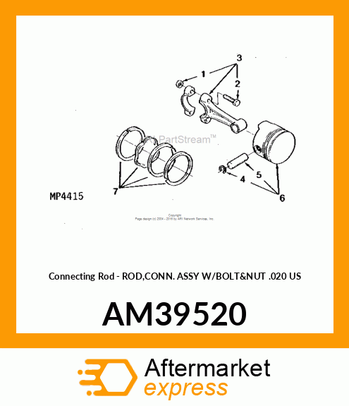 Connecting Rod - ROD,CONN. ASSY W/BOLT&NUT .020 US AM39520