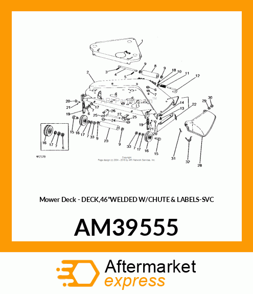 Mower Deck - DECK,46"WELDED W/CHUTE & LABELS-SVC AM39555