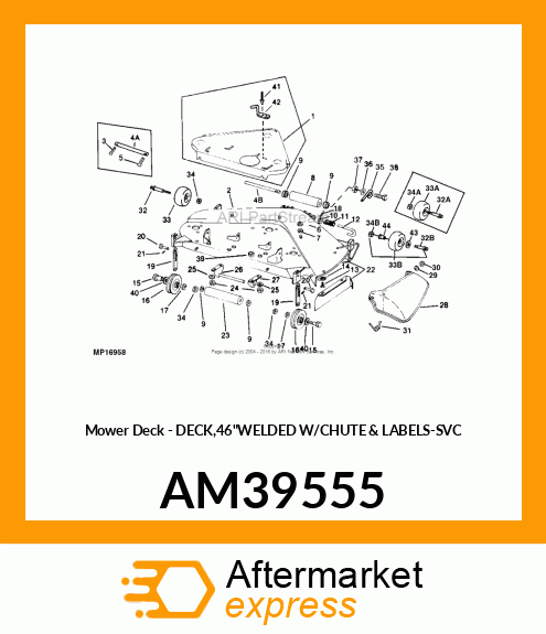 Mower Deck - DECK,46"WELDED W/CHUTE & LABELS-SVC AM39555