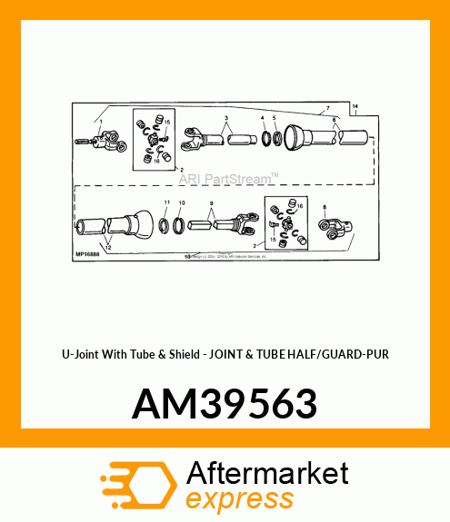 U-Joint With Tube & Shield - JOINT & TUBE HALF/GUARD-PUR AM39563