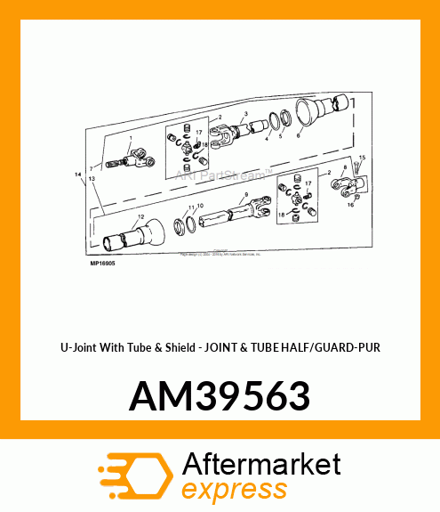 U-Joint With Tube & Shield - JOINT & TUBE HALF/GUARD-PUR AM39563