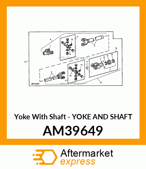 Yoke With Shaft - YOKE AND SHAFT AM39649