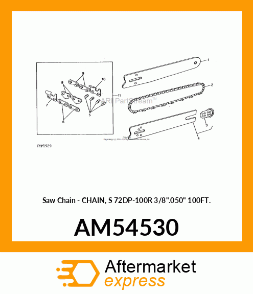 Saw Chain - CHAIN, S 72DP-100R 3/8".050" 100FT. AM54530