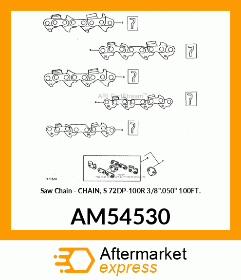 Saw Chain - CHAIN, S 72DP-100R 3/8".050" 100FT. AM54530