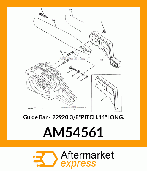 Guide Bar - 22920 3/8"PITCH.14"LONG. AM54561