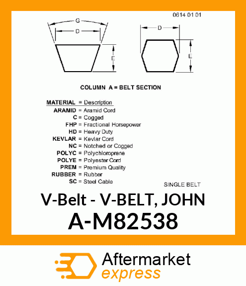 V-Belt - V-BELT, JOHN A-M82538