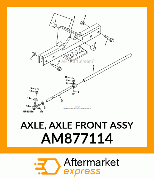 AXLE, AXLE FRONT ASSY AM877114
