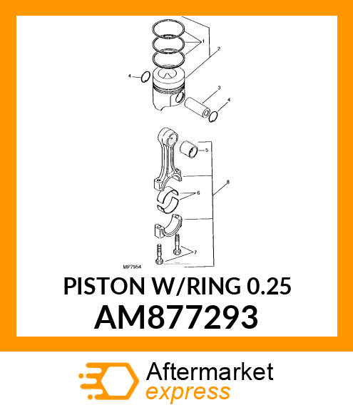 PISTON W/RING 0.25 AM877293