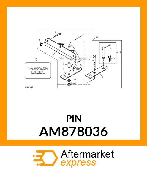 QUICK LOCK PIN, PIN, FRONT HITCH AM878036