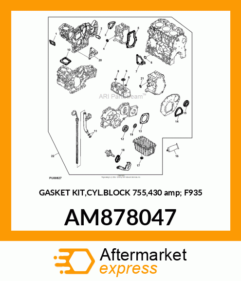 GASKET KIT,CYL.BLOCK 755,430 amp; F935 AM878047