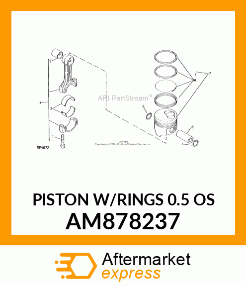 PISTON W/RINGS 0.5 OS AM878237