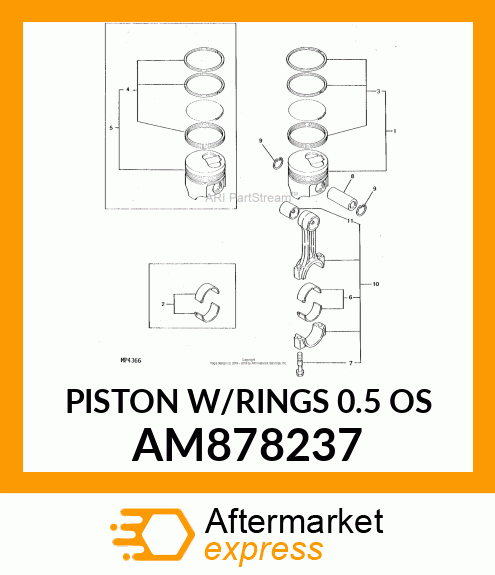 PISTON W/RINGS 0.5 OS AM878237