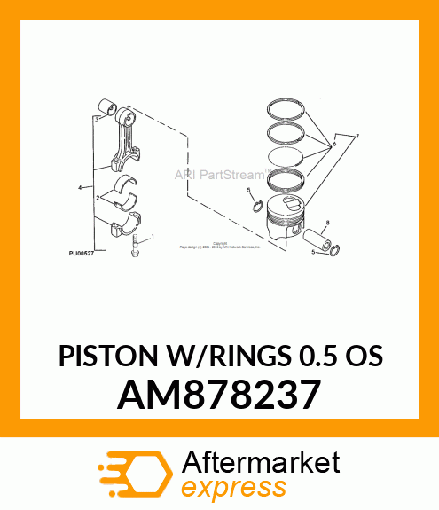 PISTON W/RINGS 0.5 OS AM878237