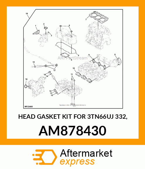 HEAD GASKET KIT FOR 3TN66UJ (332), AM878430