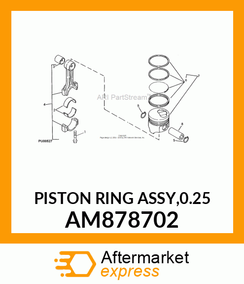 PISTON RING ASSY,0.25 AM878702