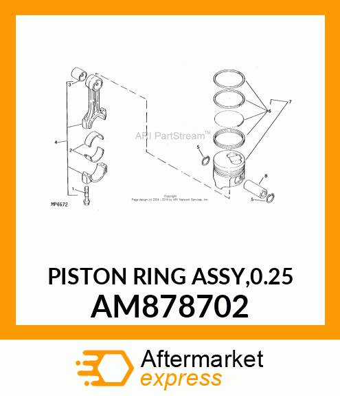 PISTON RING ASSY,0.25 AM878702