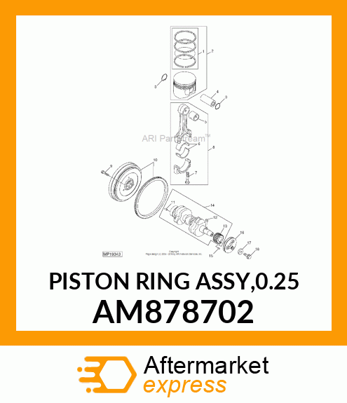 PISTON RING ASSY,0.25 AM878702