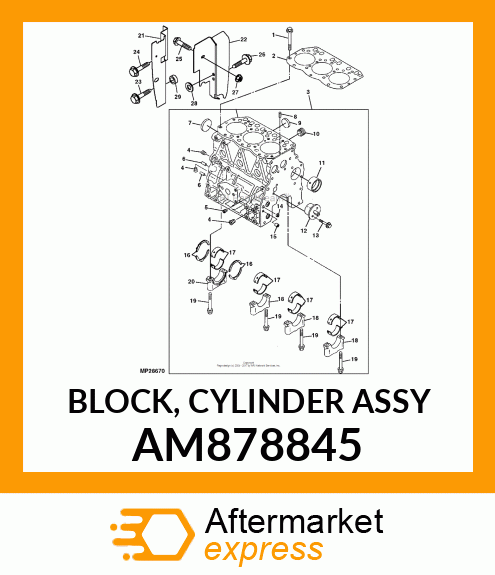 BLOCK, CYLINDER ASSY AM878845