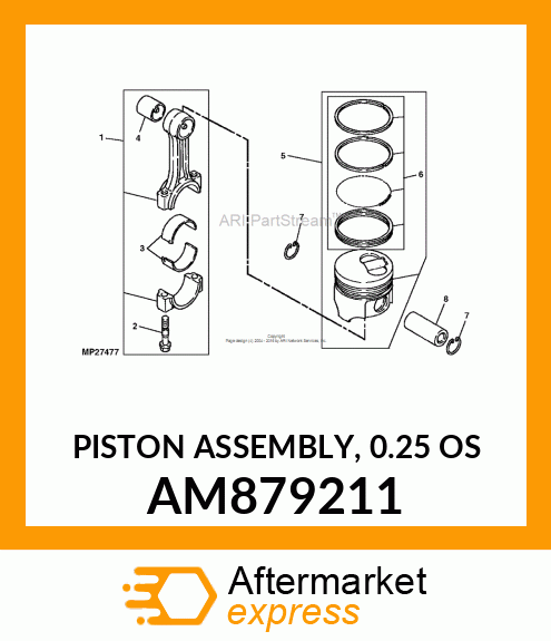 PISTON ASSEMBLY, 0.25 OS AM879211