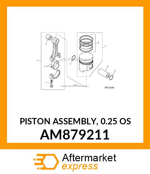 PISTON ASSEMBLY, 0.25 OS AM879211