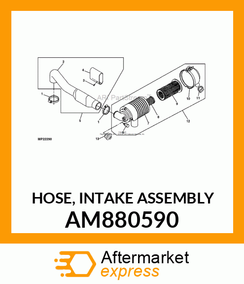 HOSE, HOSE, INTAKE ASSEMBLY AM880590