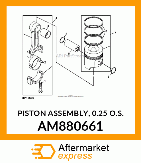 PISTON ASSEMBLY, 0.25 O.S. AM880661