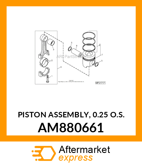 PISTON ASSEMBLY, 0.25 O.S. AM880661