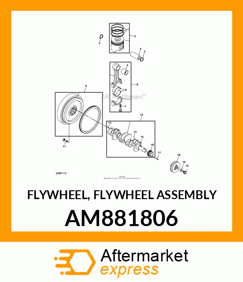 FLYWHEEL, FLYWHEEL ASSEMBLY AM881806