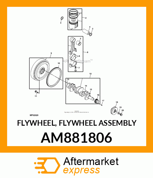 FLYWHEEL, FLYWHEEL ASSEMBLY AM881806