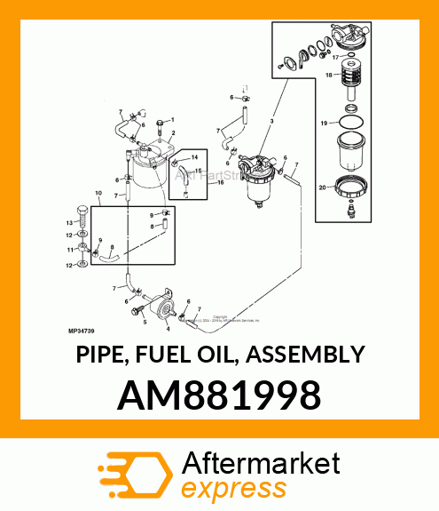 PIPE, FUEL OIL, ASSEMBLY AM881998