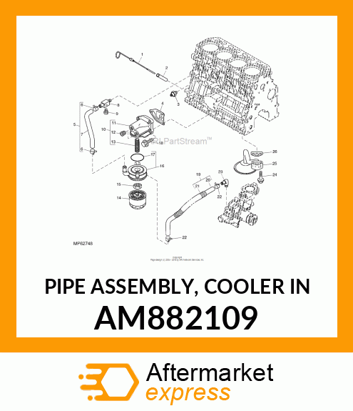 PIPE ASSEMBLY, COOLER IN AM882109