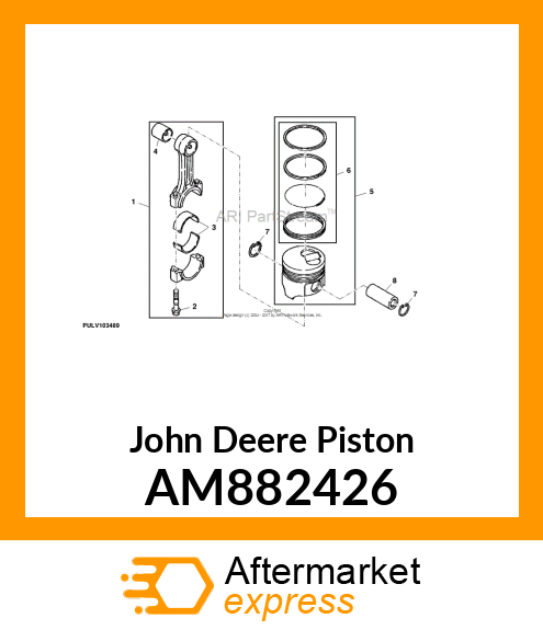 PISTON, ASSEMBLY W/RINGS AM882426