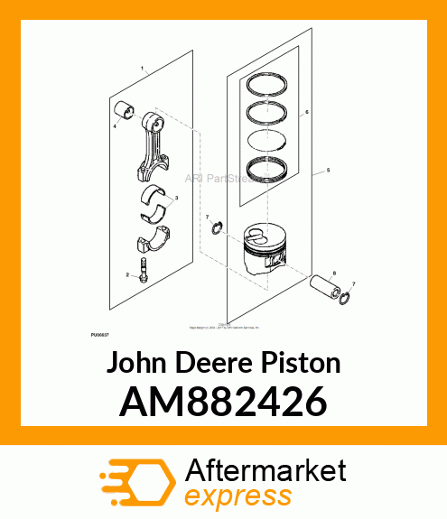 PISTON, ASSEMBLY W/RINGS AM882426