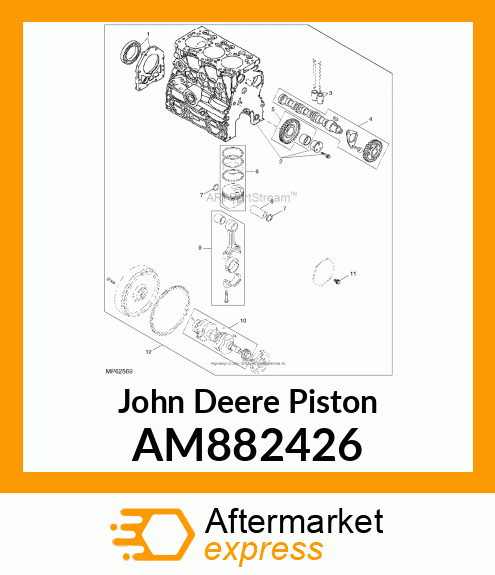 PISTON, ASSEMBLY W/RINGS AM882426