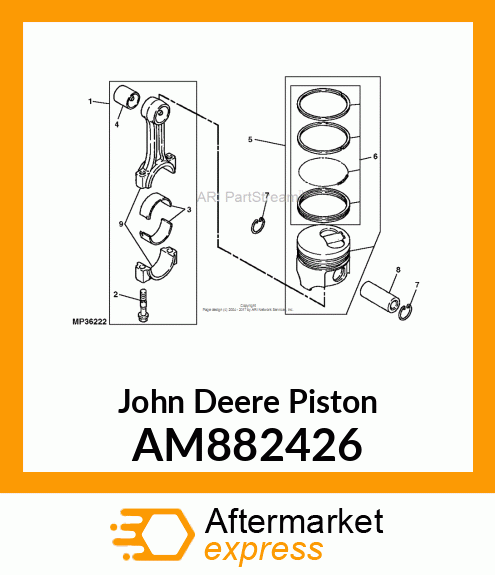 PISTON, ASSEMBLY W/RINGS AM882426