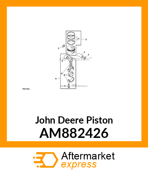 PISTON, ASSEMBLY W/RINGS AM882426