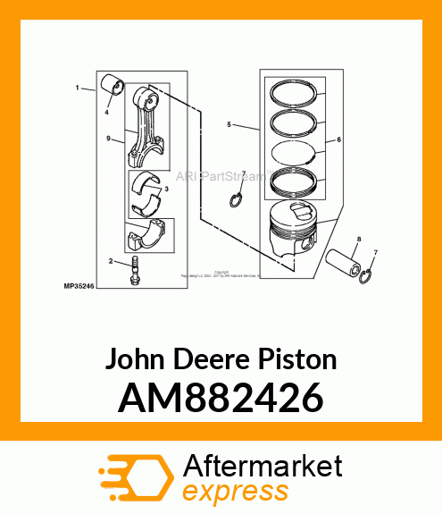 PISTON, ASSEMBLY W/RINGS AM882426