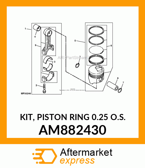 KIT, PISTON RING 0.25 O.S. AM882430