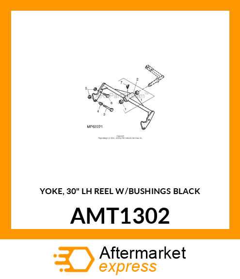 YOKE, 30" LH REEL W/BUSHINGS BLACK AMT1302