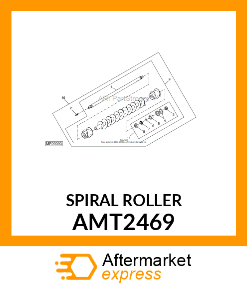 ROLLER 30" SPIRAL W/SPIRAL ENDCAPS AMT2469