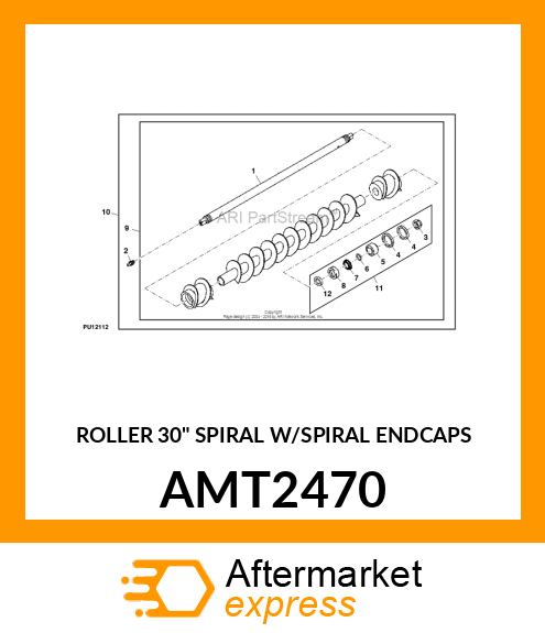 ROLLER 30" SPIRAL W/SPIRAL ENDCAPS AMT2470